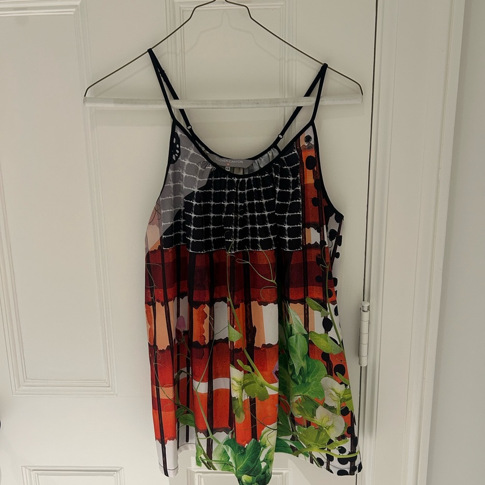 Clover Canyon Red and Green Patterned Camisole